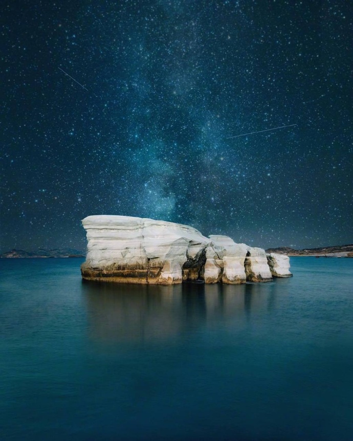 希腊的星空大海的完美融合风景图片