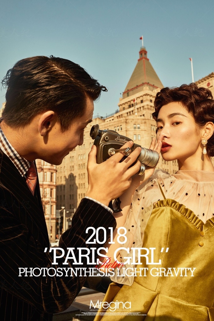 新婚夫妻复古婚纱图片