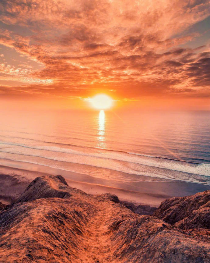 唯美大海边夕阳图片