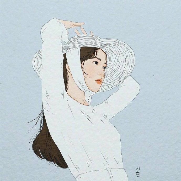 韩国插画师朴诗炫笔下甜美可人的气质少女头像