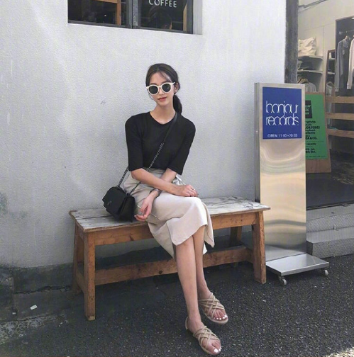 韩风chic穿搭气质美女图片