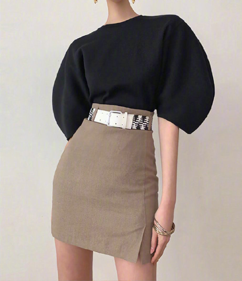 法式极简风格搭配气质美女图片