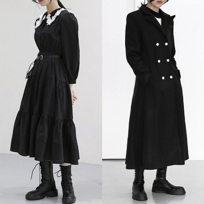 个性十足的黑白色系极简风服装搭配图片